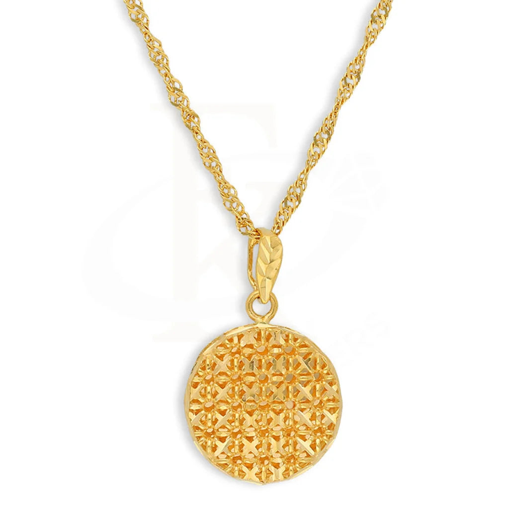 Ladies Classic Necklaces -layered necklaces for women -Gold Necklace (Chain With Round Shaped Pendant) 21KT - FKJNKL21K5126