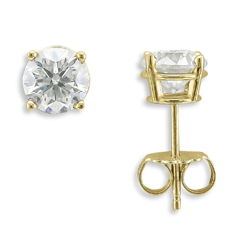 Ladies Initial Earrings -14KT YELLOW GOLD 2.00 CTW ROUND DIAMOND EARRINGS