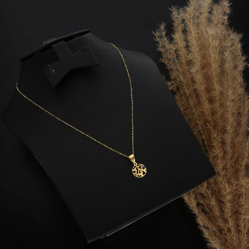 Ladies Team Necklaces -bohemian necklaces for women -Gold Necklace (Chain With Hollow Round Flower Shaped Pendant) 21KT - FKJNKL21KM9817