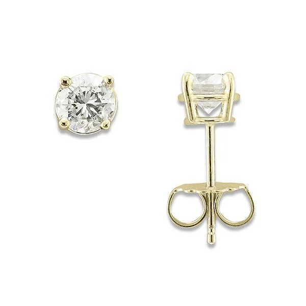 Ladies Oriental Earrings -14KT YELLOW GOLD 3/4 CTW ROUND DIAMOND EARRINGS