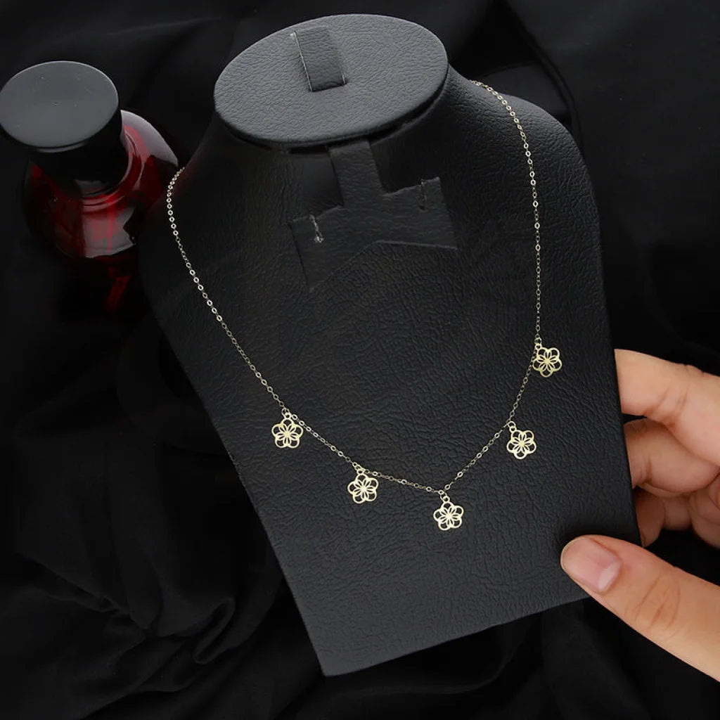 Ladies Cheap Necklaces -rose gold necklaces for women -Gold Flowers Necklace 18KT - FKJNKL18KM5344