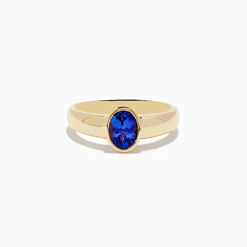 three-stone women's rings -Nahla Siri 14K Yellow Gold Tanzanite Ring