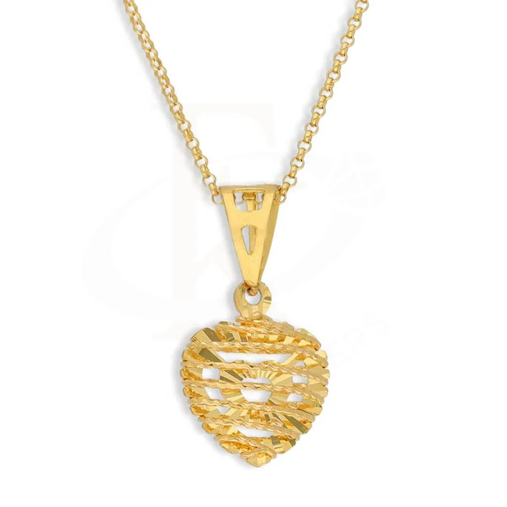 Ladies Victorian Necklaces -sapphire necklaces for women -Gold Necklace (Chain with Heart Shaped Pendant) 21KT - FKJNKL21K2864