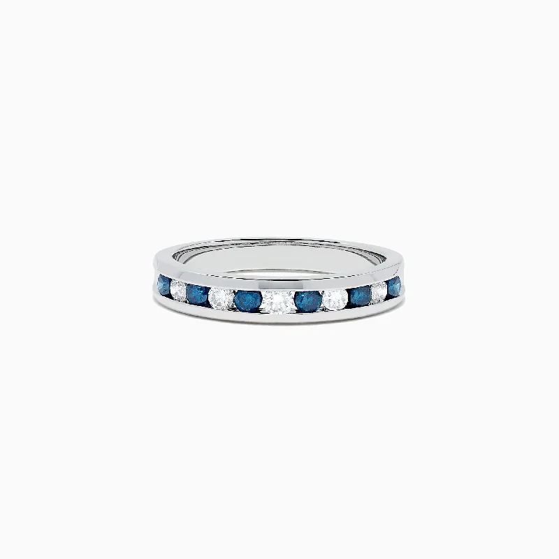 baroque women's rings -Bella Bleu 14K White Gold Blue and White Diamond Ring, 0.50 TCW