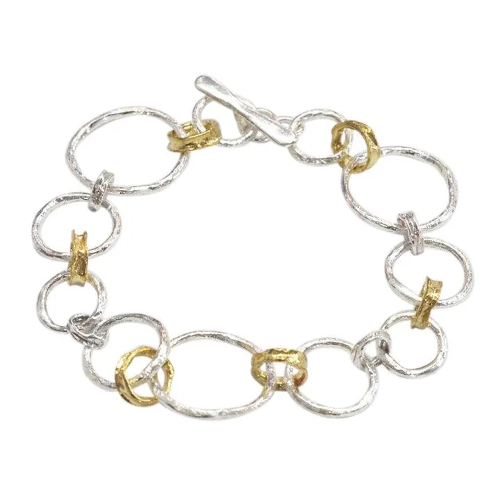 Ladies Bracelets Thin Band-Circles Chain Bracelet - 18ct Gold Vermeil and Sterling Silver