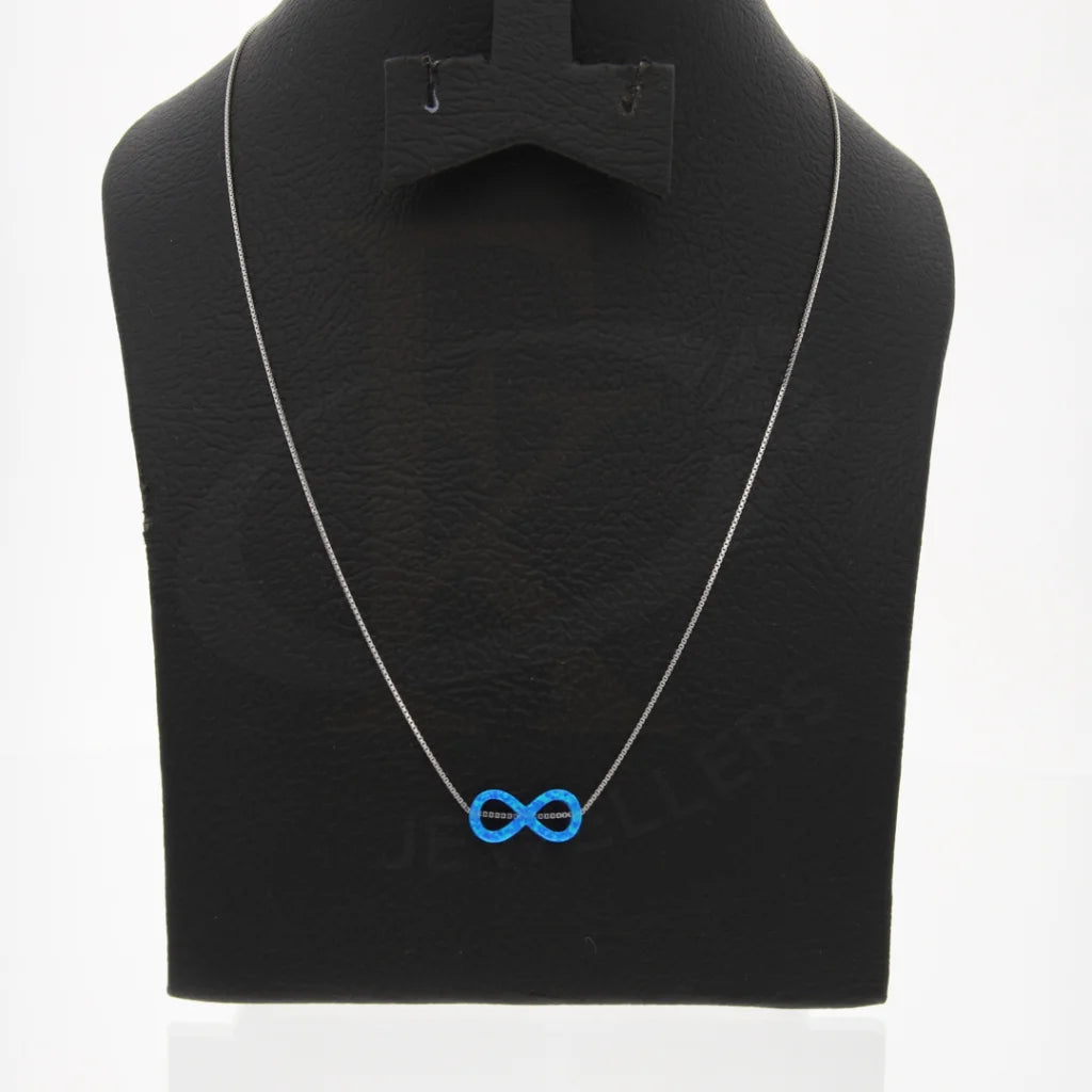 Ladies Ceramic Necklaces -horoscope necklaces for women -Sterling Silver 925 Blue Opal Infinity Shaped Necklace - FKJNKLSL8065