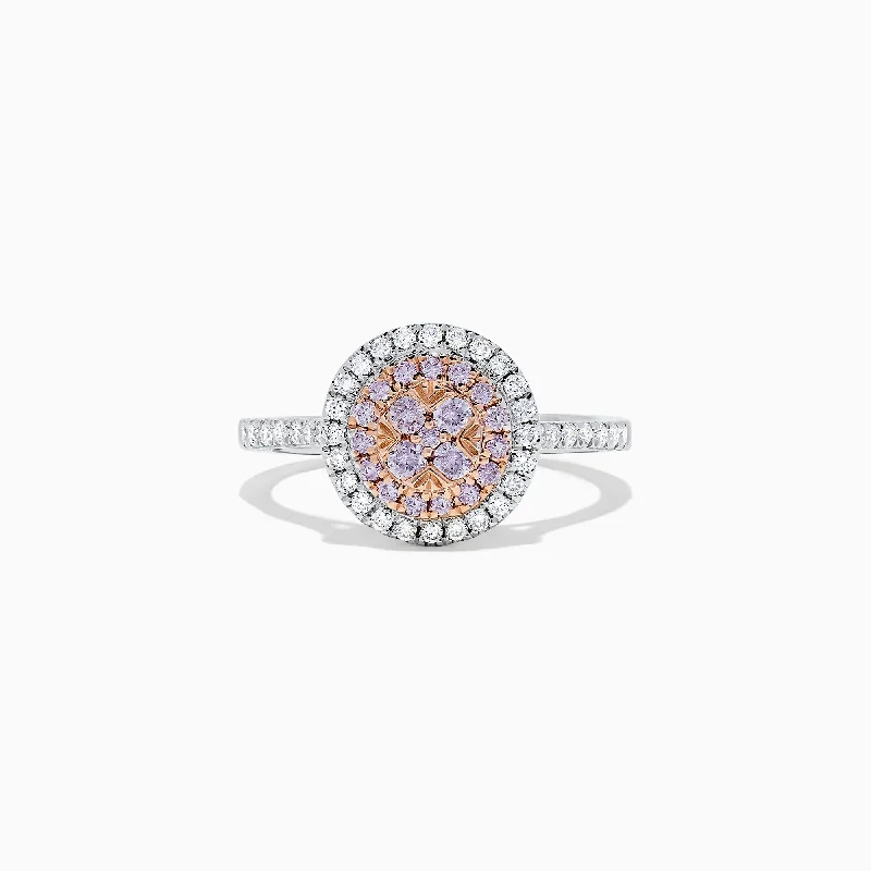 interlocking women's rings -14K Two Tone Gold Pink and White Diamond Ring, 0.57 TCW