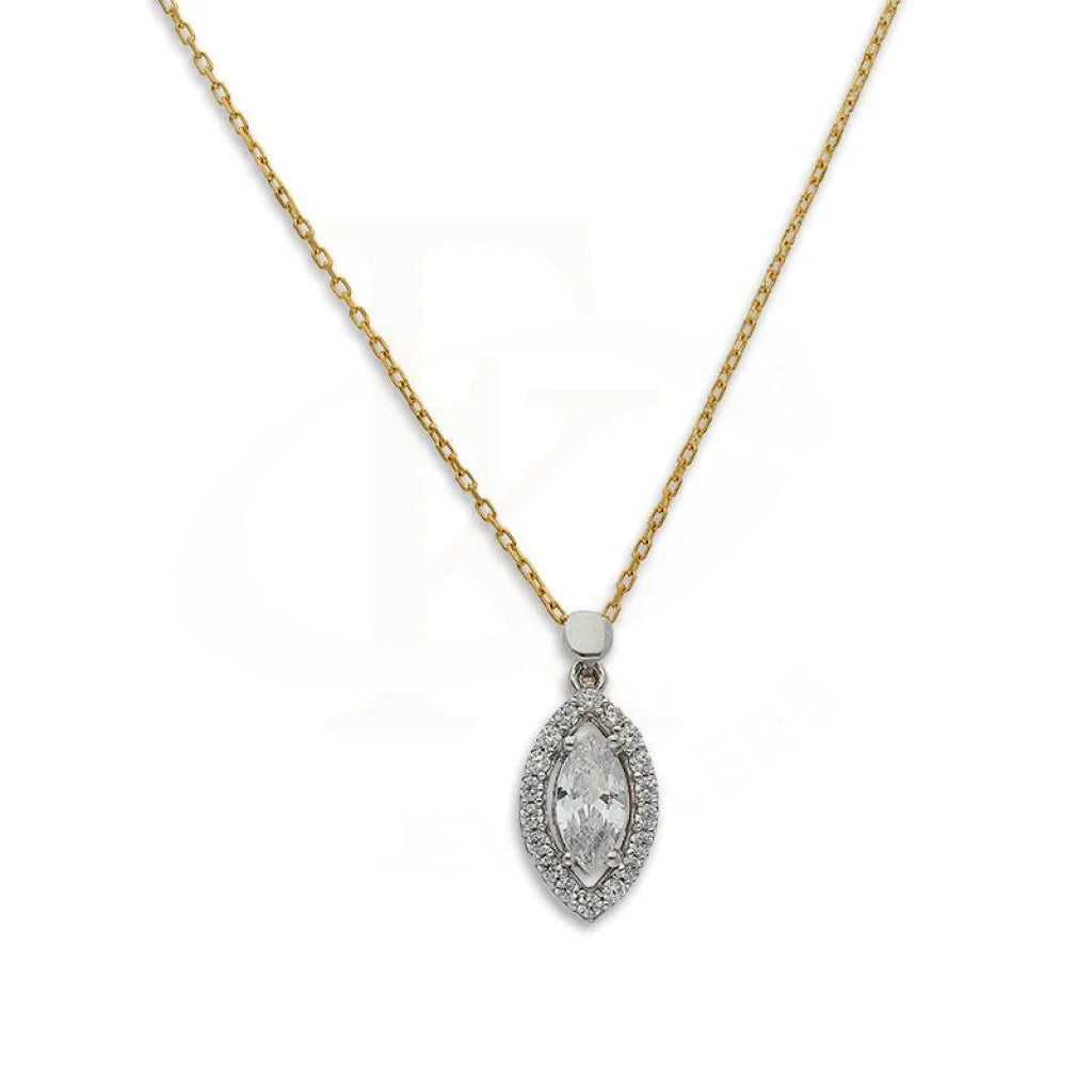 Gold Marquise Shaped Solitaire Necklace 21KT - FKJNKL21K2388