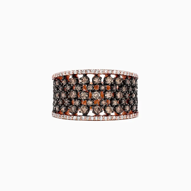 marquise-cut women's rings -14K Rose Gold Espresso and White Diamond Ring, 1.25 TCW