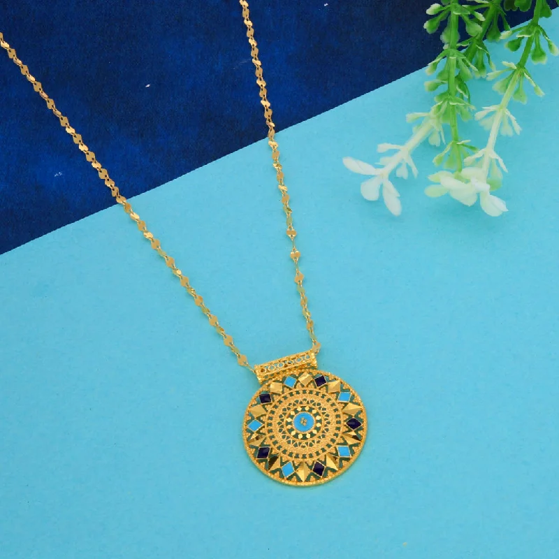 Ladies Name Necklaces -bohemian necklaces for women -Gold Necklace (Chain With Intricate Round Shaped Pendant) 21KT - FKJNKL21KM9879