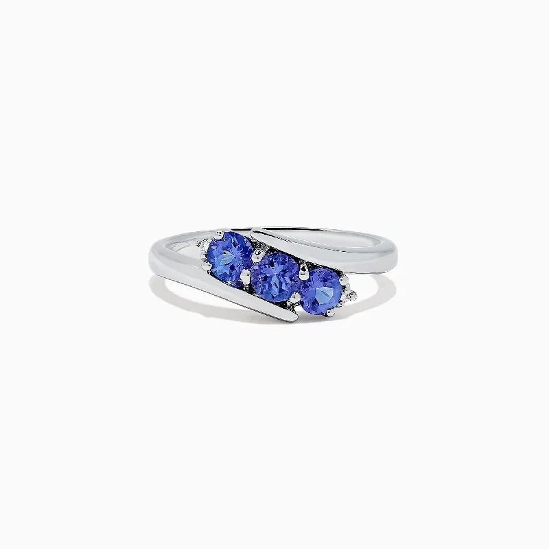 platinum women's rings -Nahla Siri Sterling Silver Tanzanite and Diamond Ring, 0.86 TCW