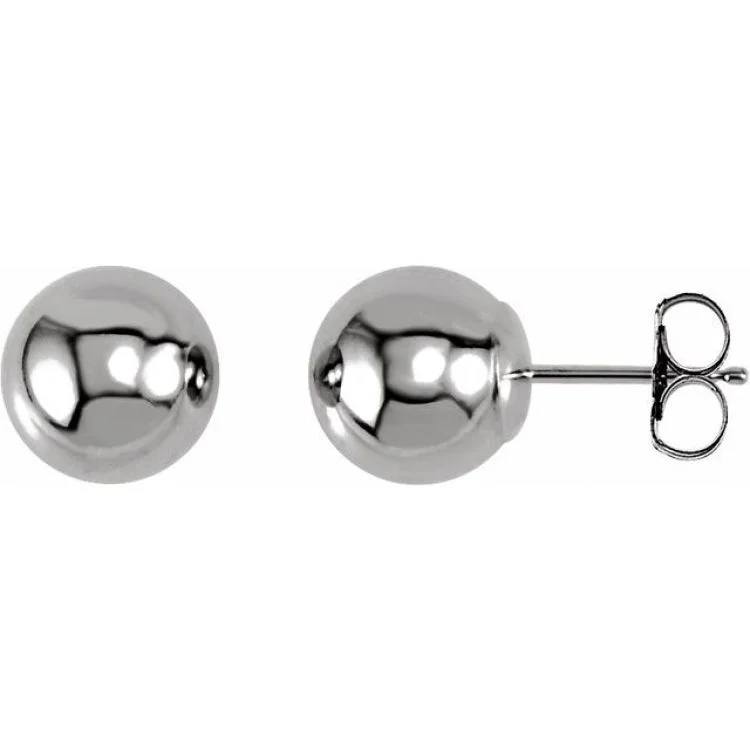 Ladies Woven Earrings -14K White 8 mm Ball Earrings