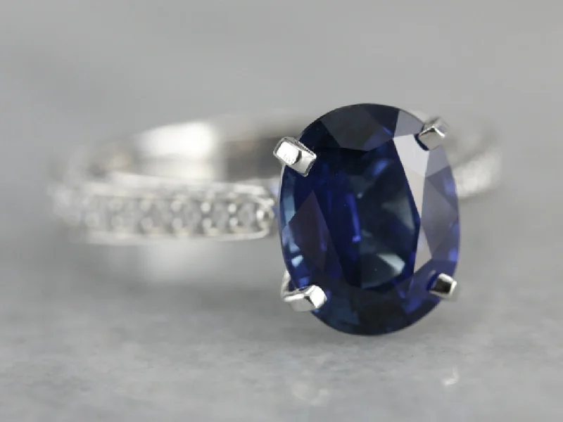 Unicorn Engagement Rings -Luxurious Modern Sapphire and Diamond Engagement Ring in Platinum