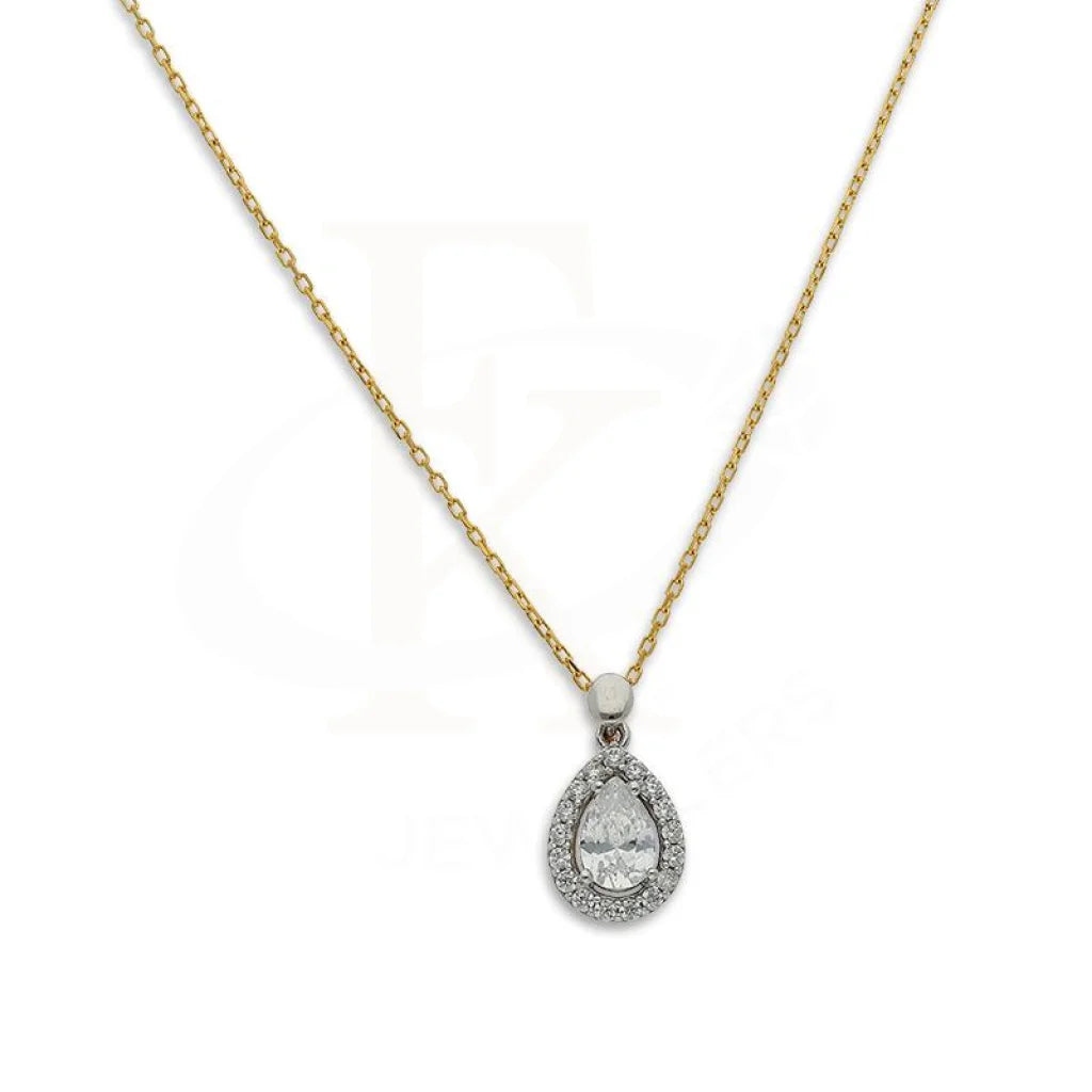 Ladies Swarovski Necklaces -heart-shaped necklaces for women -Gold Pear Shaped Solitaire Necklace 21KT - FKJNKL21K2387