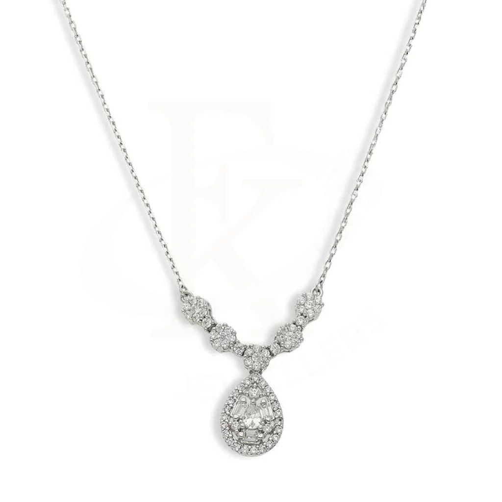 Ladies Victorian Necklaces -sapphire necklaces for women -Sterling Silver 925 Pear Shaped Necklace - FKJNKLSL3102