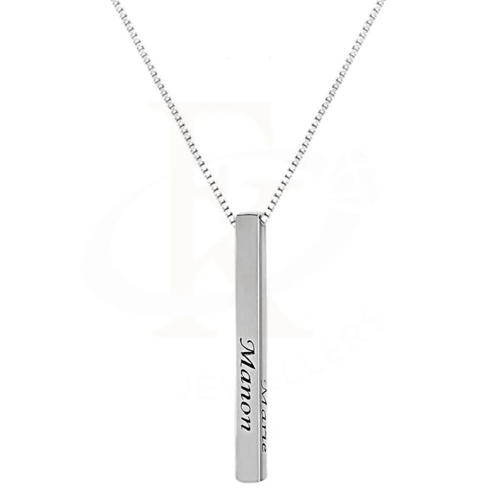 Ladies Pearl Necklaces -vertical bar necklaces -Silver 925 Name Engraved Bar Necklace - FKJNKL1927