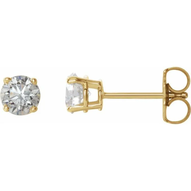 Ladies Long Drop Earrings -14K Yellow 3/4 CTW Natural Diamond Stud Earrings