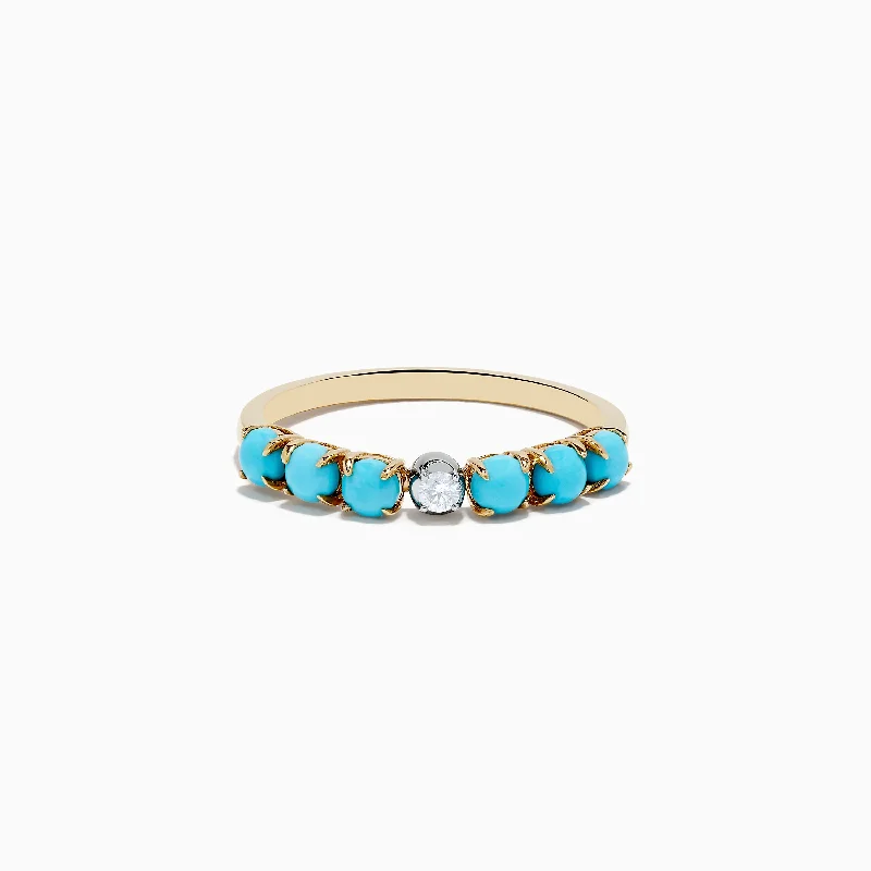 vintage women's rings -14K Two-Tone Gold Turquoise and Diamond Ring