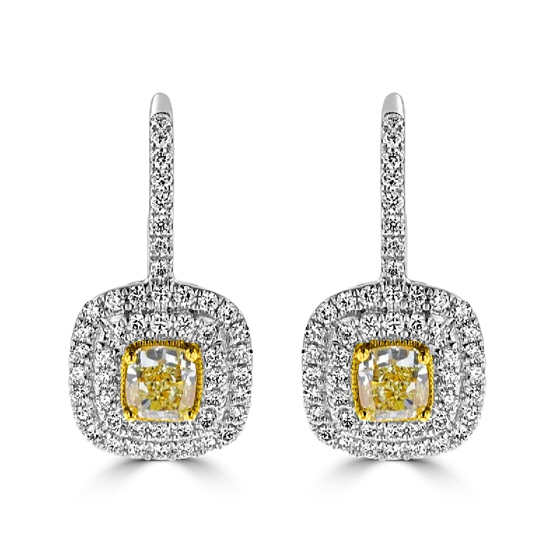 Ladies Diamond Earrings -18KT GOLD 1.47 CTW YELLOW & 1.02 CTW DIAMOND EARRINGS