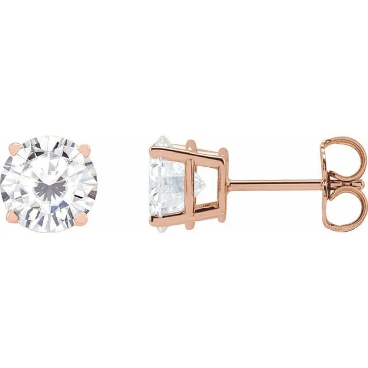 Ladies Geometric Earrings -14K Rose 6.5 mm Stuller Lab-Grown Moissanite Stud Earrings