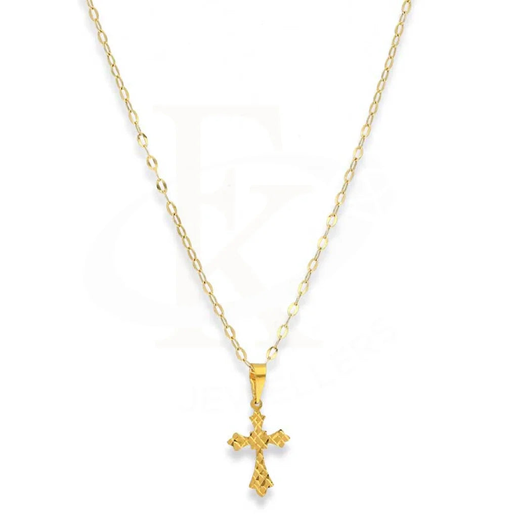 Ladies Engraved Necklaces -cross necklaces for women -Gold Necklace (Chain With Cross Pendant) 18KT - FKJNKL18K3158