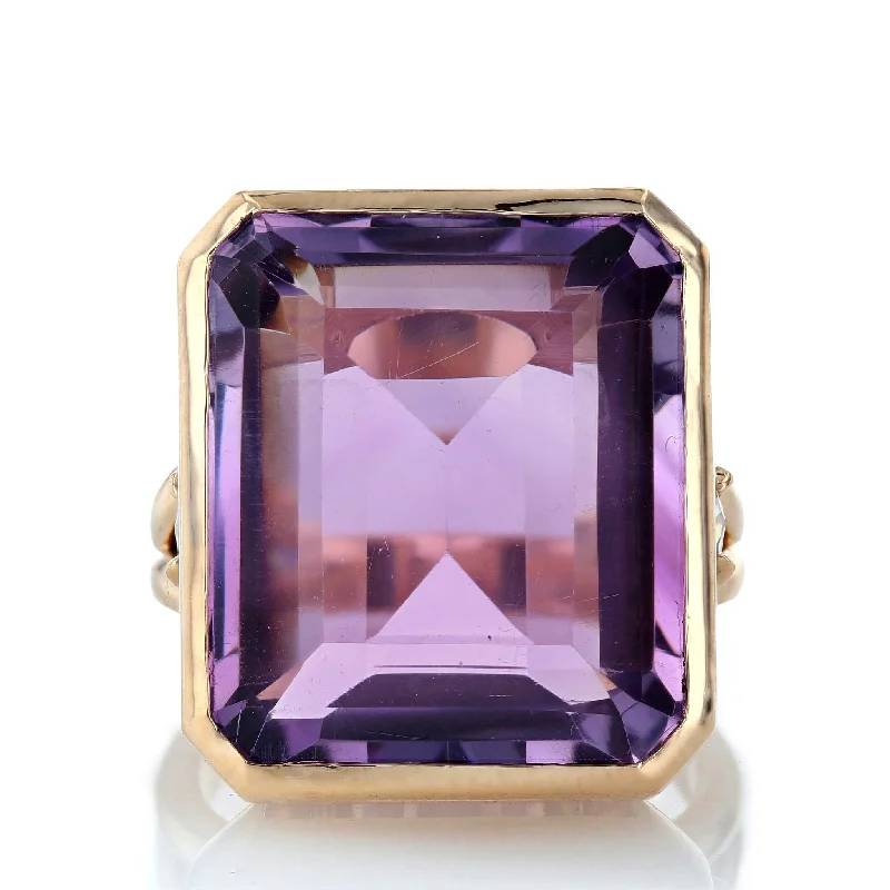 baroque women's rings -Bezel Set Amethyst Ring