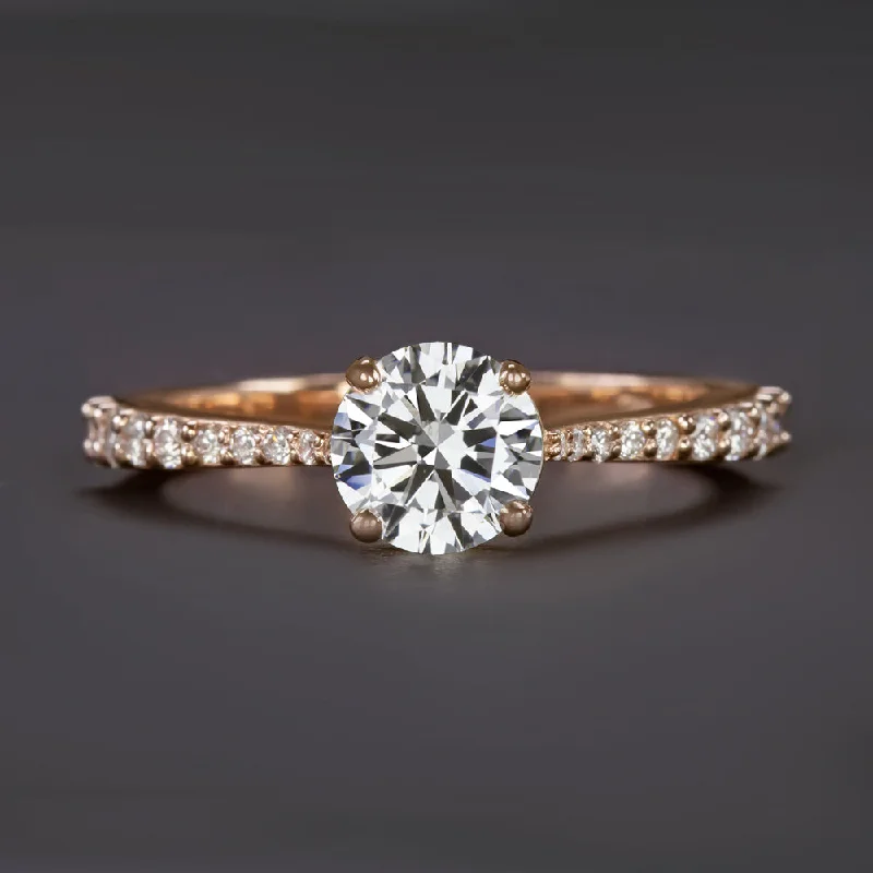 Infinity Engagement Rings -1 CARAT GIA CERTIFIED I SI2 DIAMOND ENGAGEMENT RING VERY GOOD ROUND ROSE GOLD