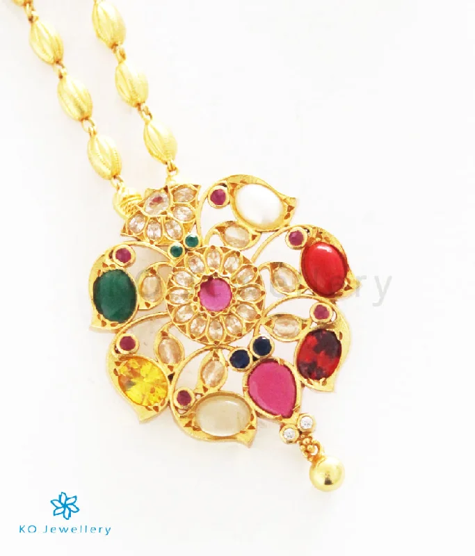 Ladies White Necklaces -trendy fashion necklaces -The Akshaya Silver Navaratna Necklace