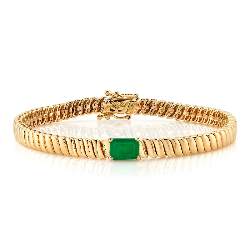 Ladies Bracelets for Birthdays-Emerald Baguette Bracelet