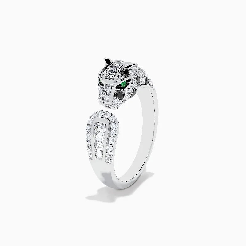 engagement rings for women -Signature 14K White Gold and Emerald Panther Ring