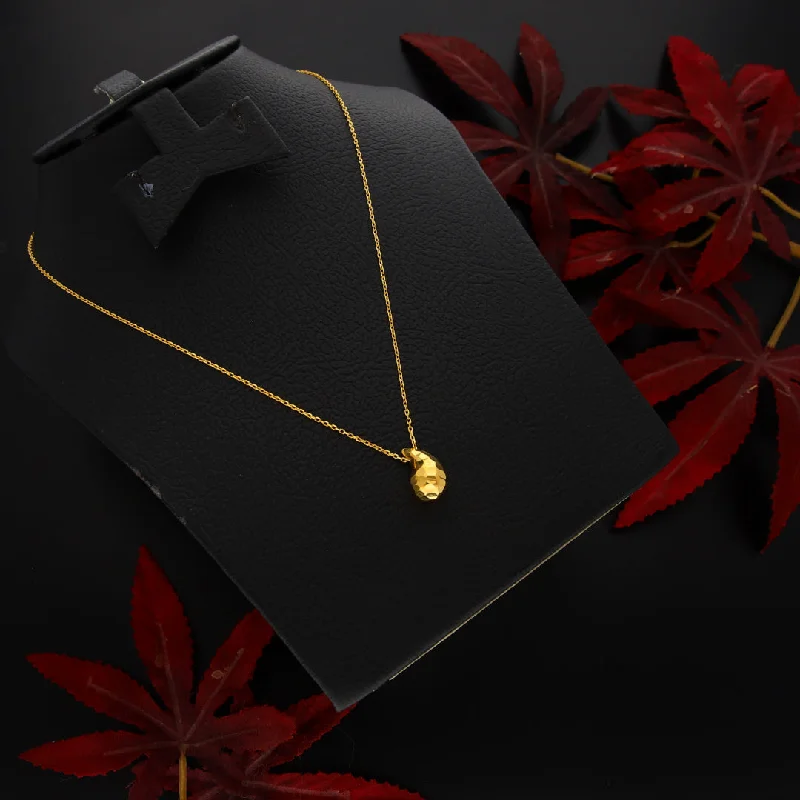 Ladies Harmony Necklaces -antique necklaces for women -Gold Necklace (Chain With Tear Drop Shaped Pendant) 21KT - FKJNKL21KM9989