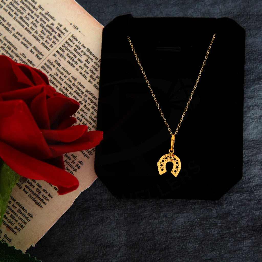 Ladies Infinity Necklaces -grandmother necklaces -Gold Necklace (Chain with Dainty Horseshoe Pendant) 21KT - FKJNKL21KM8402