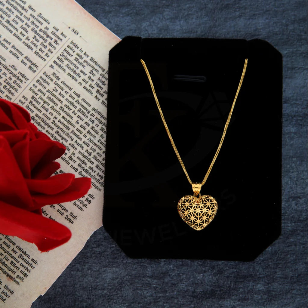 Ladies Multicolor Necklaces -dainty necklaces for women -Gold Necklace (Chain with Heart Pendant) 21KT - FKJNKL21KM8381