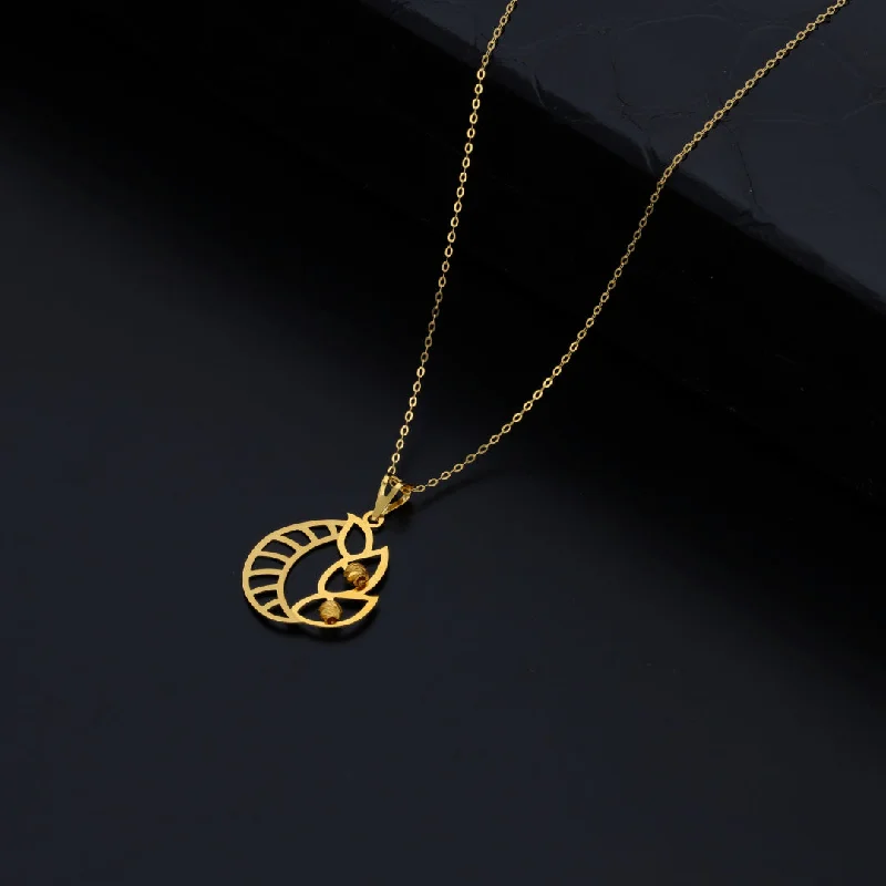 Ladies Matte Necklaces -gold necklaces for women -Gold Necklace (Chain With Intricate Design Shaped Pendant) 21KT - FKJNKL21KM9825