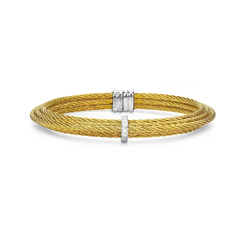 Ladies Bracelets Flower Charm-0.06 ctw Diamond Cable Bangle Bracelet | M10276600