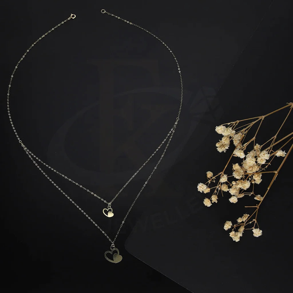 Ladies Futuristic Necklaces -arthritis relief necklaces -Gold Double Twin Hearts Necklace 18KT - FKJNKL18KM5300