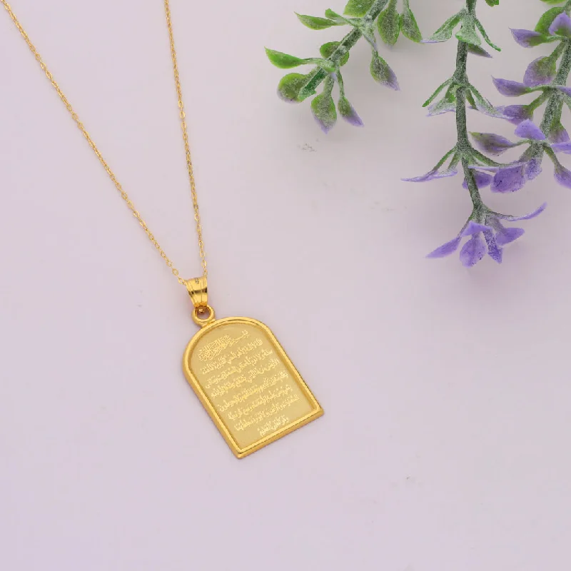 Ladies Birthstone Necklaces -butterfly necklaces for women -Gold Necklace (Chain Ayatul Kursi Pendant) 21KT - FKJNKL21KM9601