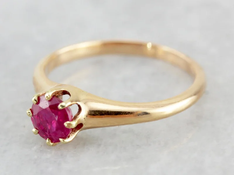 Art Deco Engagement Rings -Victorian Pink Sapphire Solitaire Engagement Ring