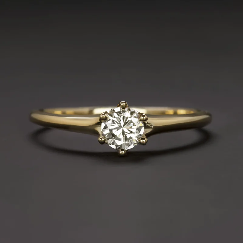 Cosmic Engagement Rings -VINTAGE GIA CERTIFIED VS2 DIAMOND ENGAGEMENT RING ROUND YELLOW GOLD SOLITAIRE