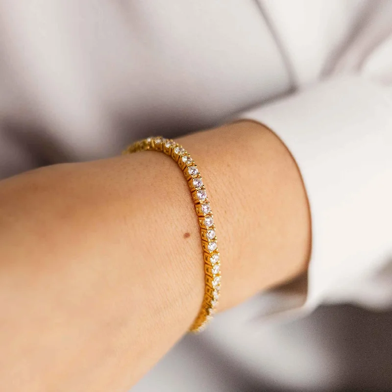 Ladies Bracelets Gold Plated-Gold Vermeil Sterling Silver Brilliant Tennis Bracelet