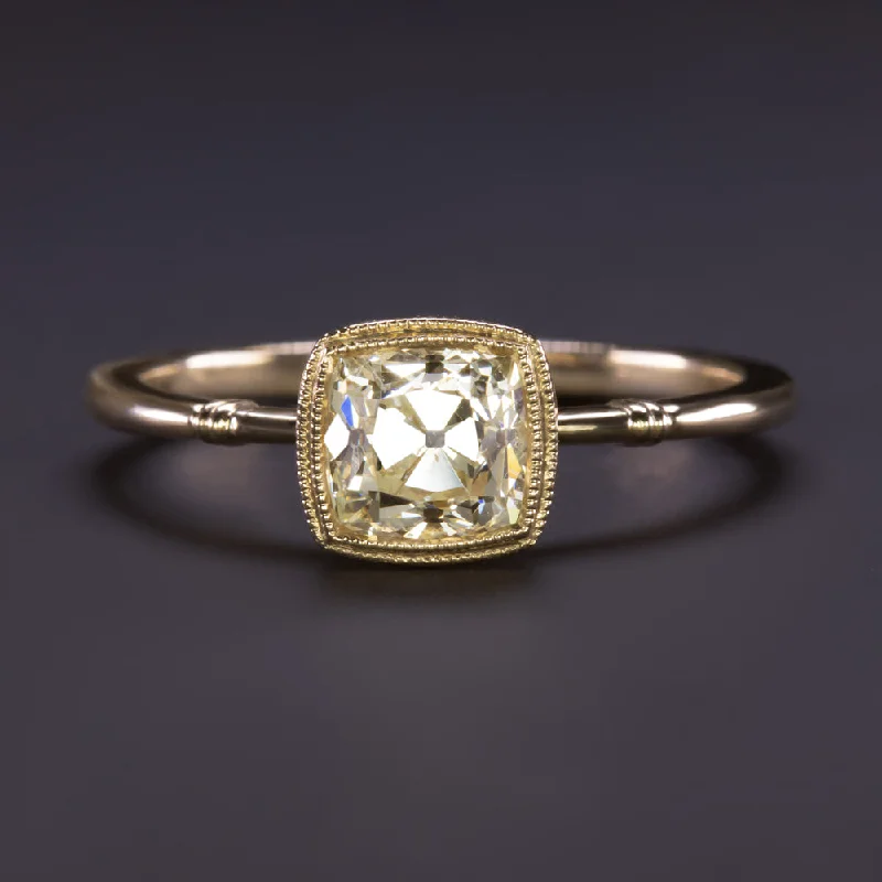 Classic Engagement Rings -1 CARAT OLD MINE CUT DIAMOND ENGAGEMENT RING VINTAGE STYLE SOLITAIRE 14k GOLD