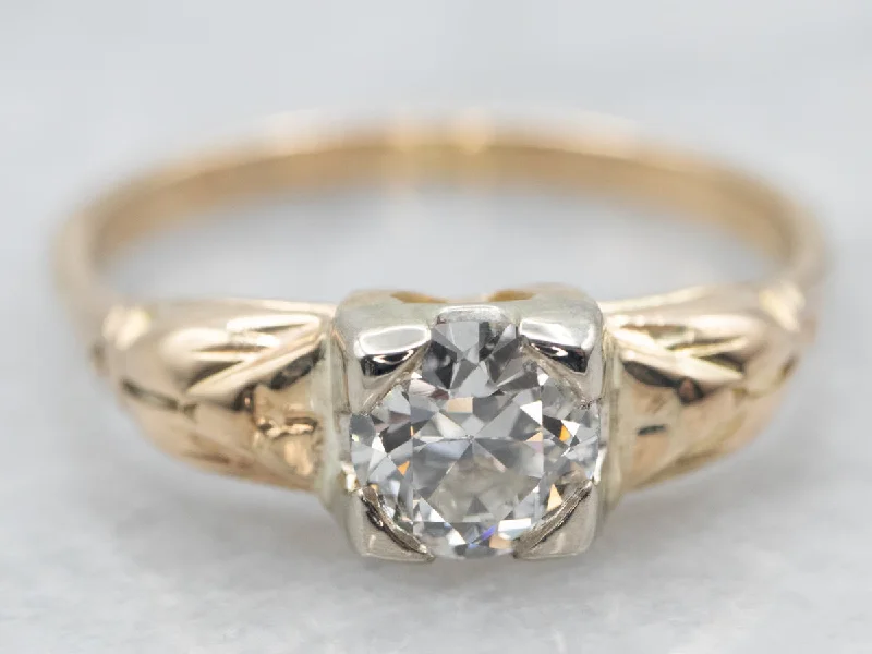 Channel Set Engagement Rings -Antique 1930's Diamond Engagement Ring