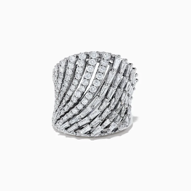 chain-link women's rings -Pave Classica 14K White Gold Diamond Statement Ring 2.36 TCW