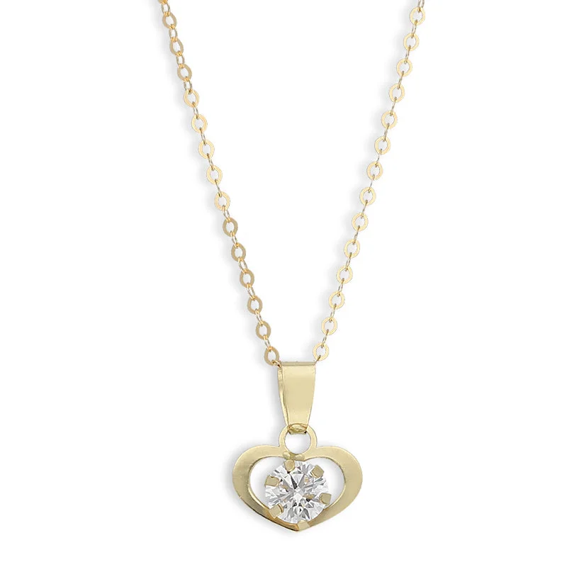 Ladies Cluster Necklaces -baroque pearl necklaces -Gold Necklace (Chain with Heart Shaped Pendant) 18KT - FKJNKL18K8838