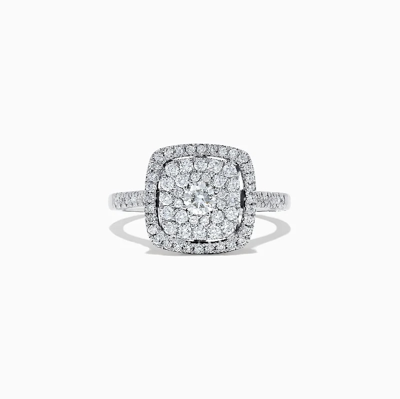 petite women's rings -Pave Classica 14K White Gold Diamond Ring, 0.83