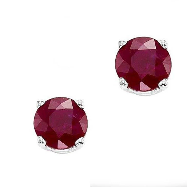 Ladies Motivational Earrings -14KT WHITE GOLD 0.66CT ROUND RUBY EARRINGS