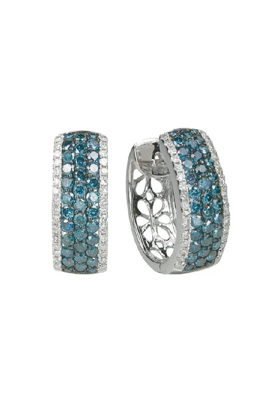 Ladies Turquoise Earrings -Bella Bleu 14K White Gold Blue and White Diamond Earrings, 1.30 TCW