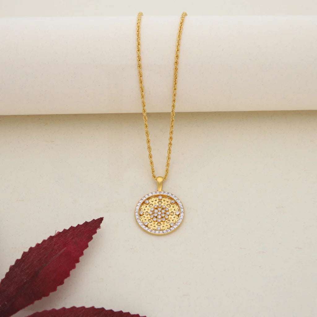 Ladies Victorian Necklaces -sustainable jewelry necklaces -Gold Necklace (Chain with Gold Dual Tone Pendant) 21KT - FKJNKL21K7704