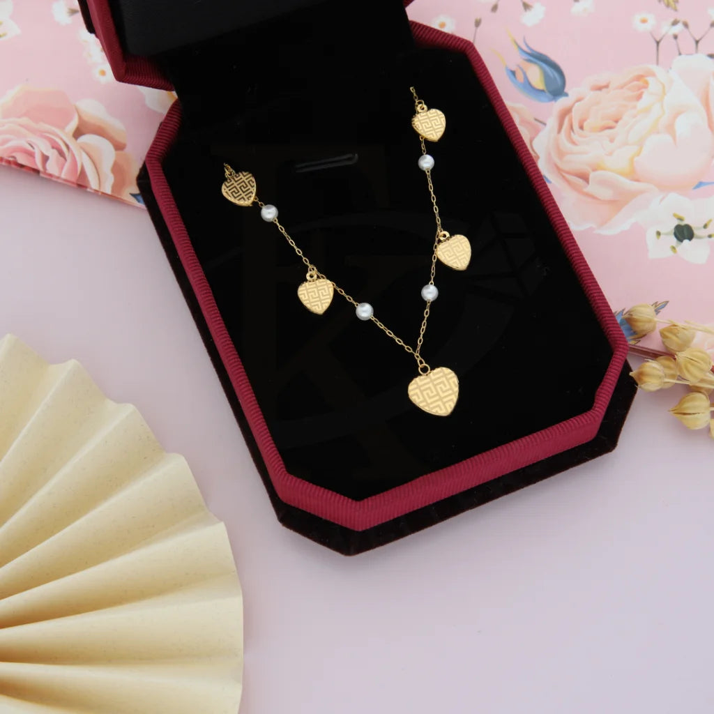 Ladies Punk Necklaces -sister necklaces for gifts -Gold Classy Hanging Heart Necklace 21KT - FKJNKL21KM8203