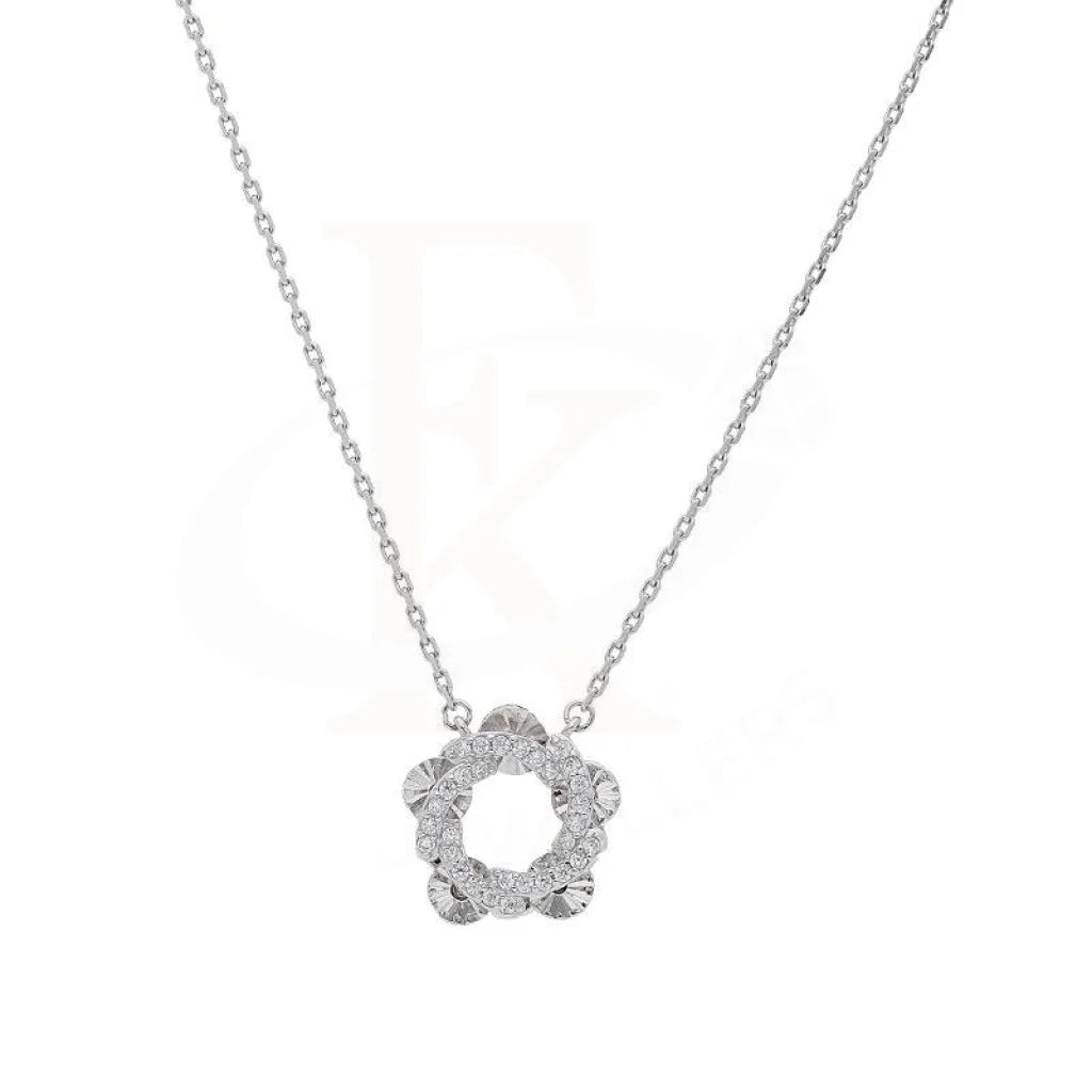 Ladies Designer Necklaces -silver necklaces for women -Sterling Silver 925 Spiral Flower Necklace - FKJNKL1899